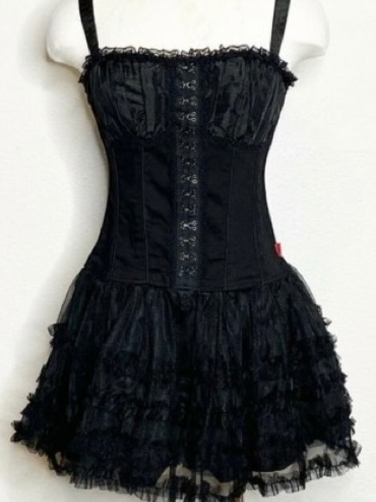 Tripp nyc Dresses & Skirts - Tripp nyc Black Corset Mini Dress with Ruffled Tulle Skirt